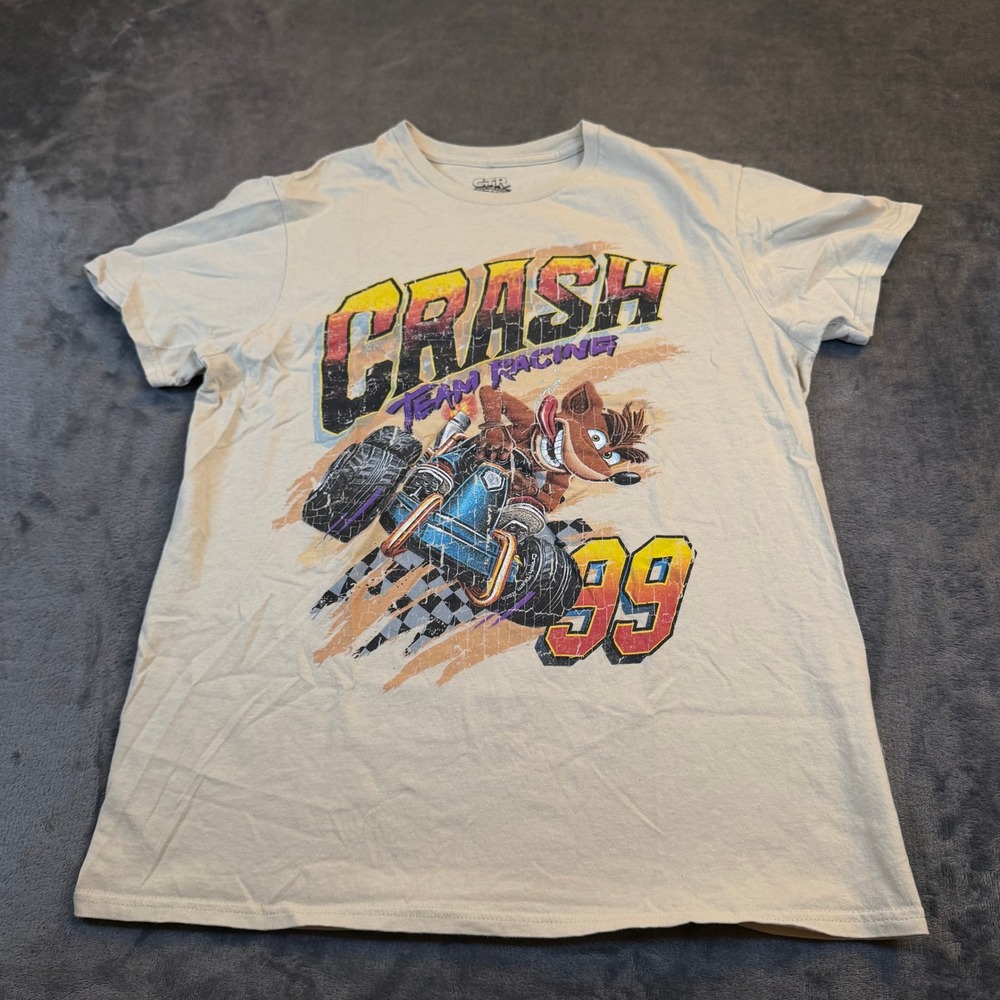 Crash Team Racing Nitro-Fueled Graphic T-Shirt Mens Medium Tan Activision CTR